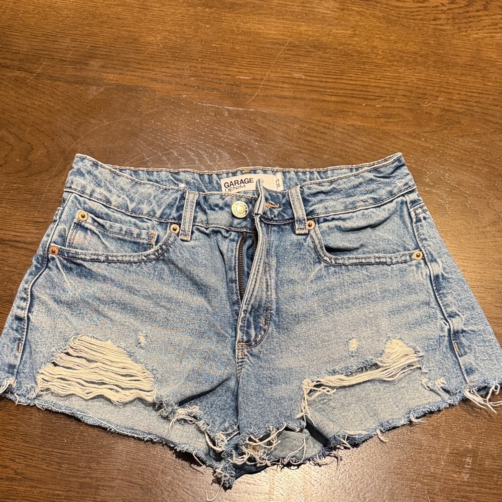 Garage Women's Light Blue Distressed Jean Shorts